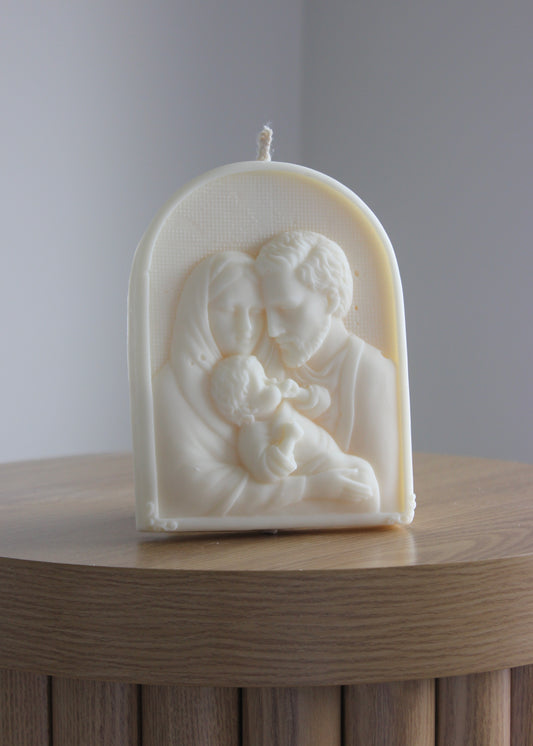 Holy Family Plaque candle