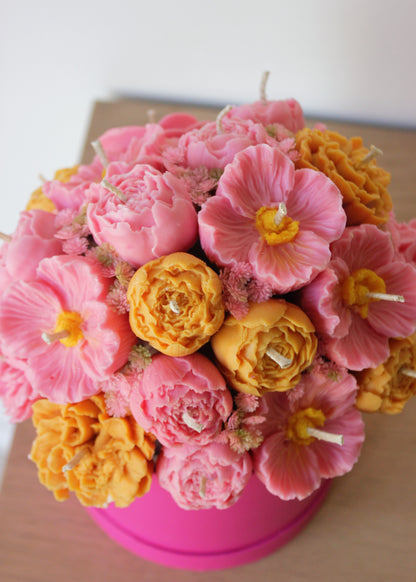 Fuchia and Orange Candle Bouquet